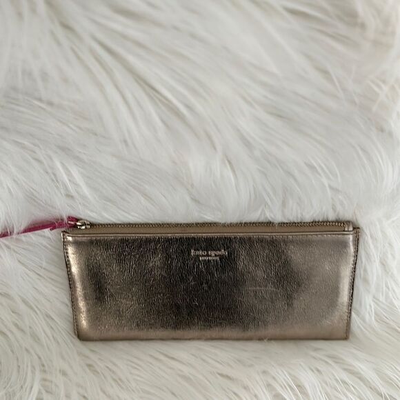 Kate Spade Gold Metallic Zippered Pouch - Picture 1 of 3